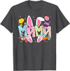 Easter Mama Bunny Ears Coquette Bow Easter Rabbit Mom Women T-Shirt in Dark Heather Grey