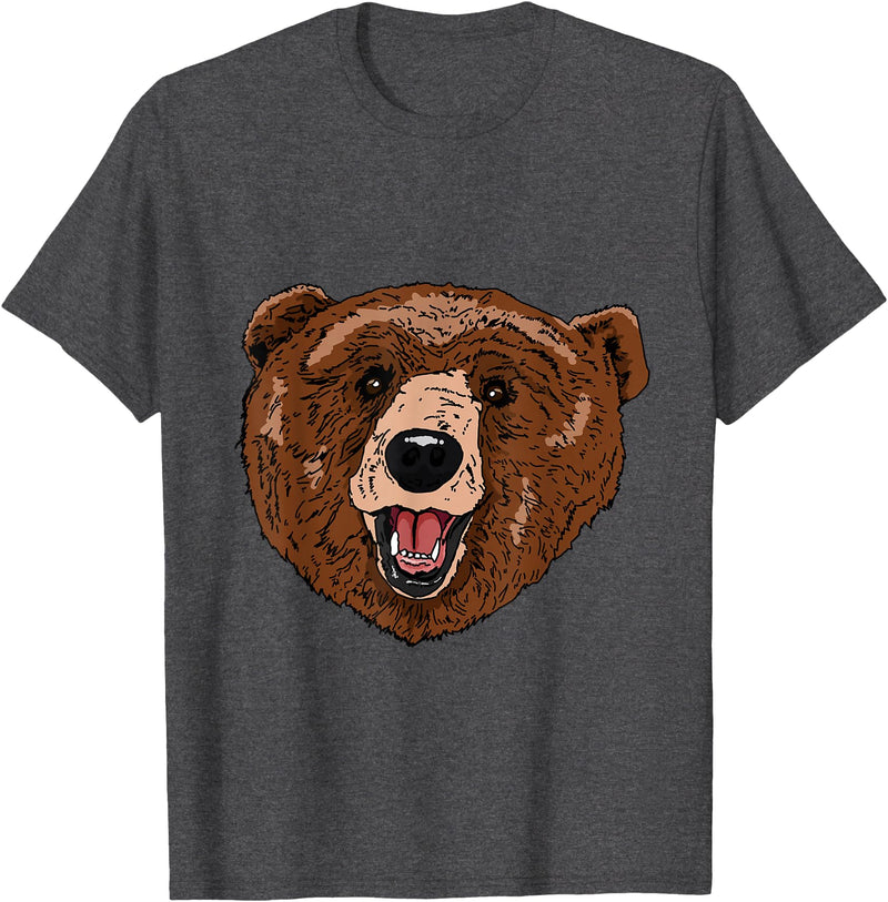 Bear Head Gift idea for Bear Lover Smile friendly brown Bear Head for Bears Lovers T-Shirt - Dark Heather Grey