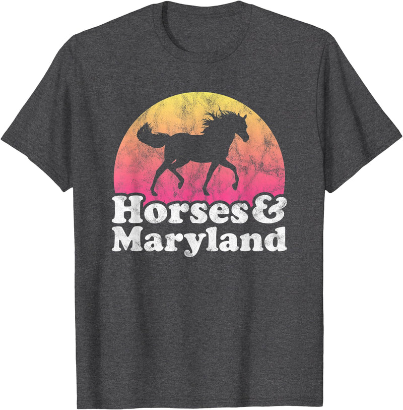 Horses and Maryland Apparel Co Horse and Maryland Women or Girls Horses T-Shirt - Dark Heather Grey