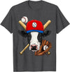 Wowsome! Cow Baseball Cow Lovers Baseball Player T-Shirt - Dark Heather Grey