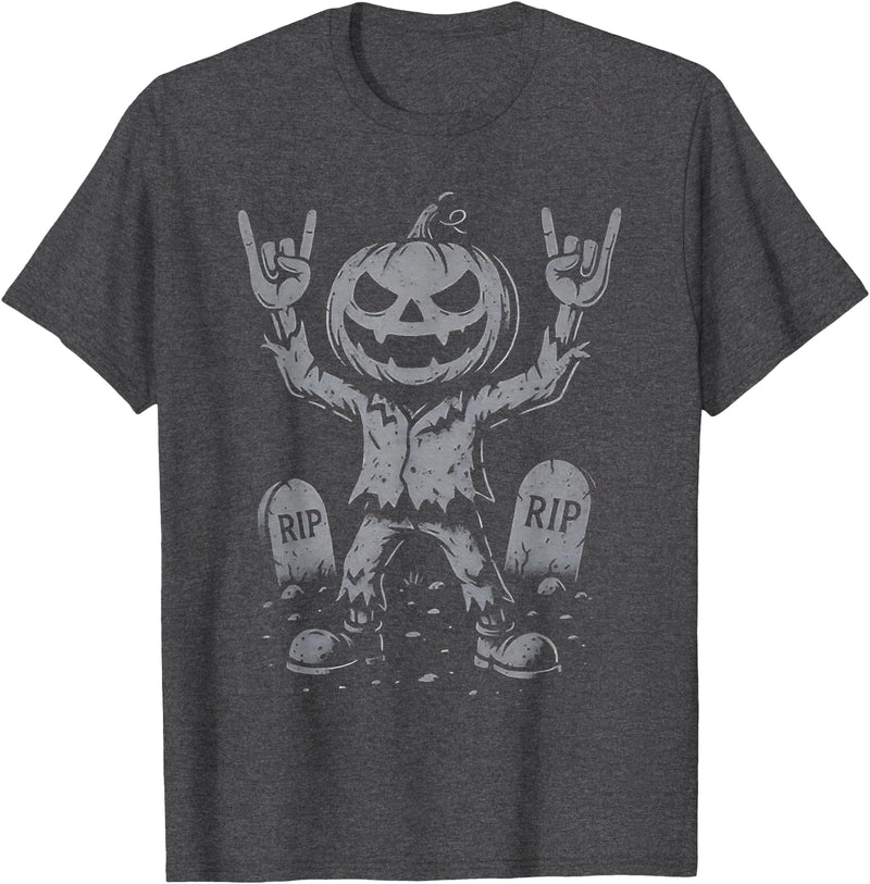Funny El Rocker Pumpkin Tee Shirt El Rocker Pumpkin T-Shirt - Dark Heather Grey