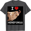 WhiteHorseDepot I Love Herefords with Cow Tongue T-Shirt - Dark Heather Grey