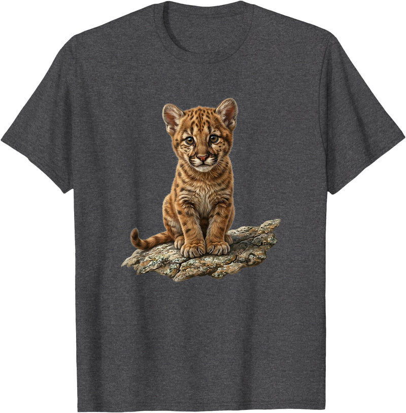 Cute Cougar & Mountain Lion Apparel Cute Mountain Lion Cub Cougar T-Shirt - Dark Heather Grey
