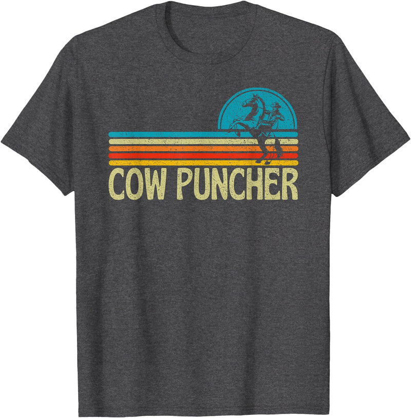 Cow Puncher Cowboy Graphic Funny Western Cow Puncher Cowboy Country T-Shirt - Dark Heather Grey