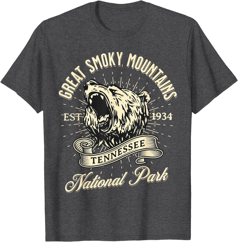 Great Smoky Mountains National Park Tennessee USA Great Smoky Mountains National Park Tennessee Bear Hike T-Shirt - Dark Heather Grey