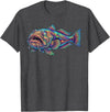 Abstract Ocean Art Stargazer Fish Deep Sea Aquarium Bottom Dweller T-Shirt - Dark Heather Grey