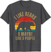 Retro Vintage Bear Co I Like Bears And Maybe Like 3 People Bear Lover Retro T-Shirt - Dark Heather Grey