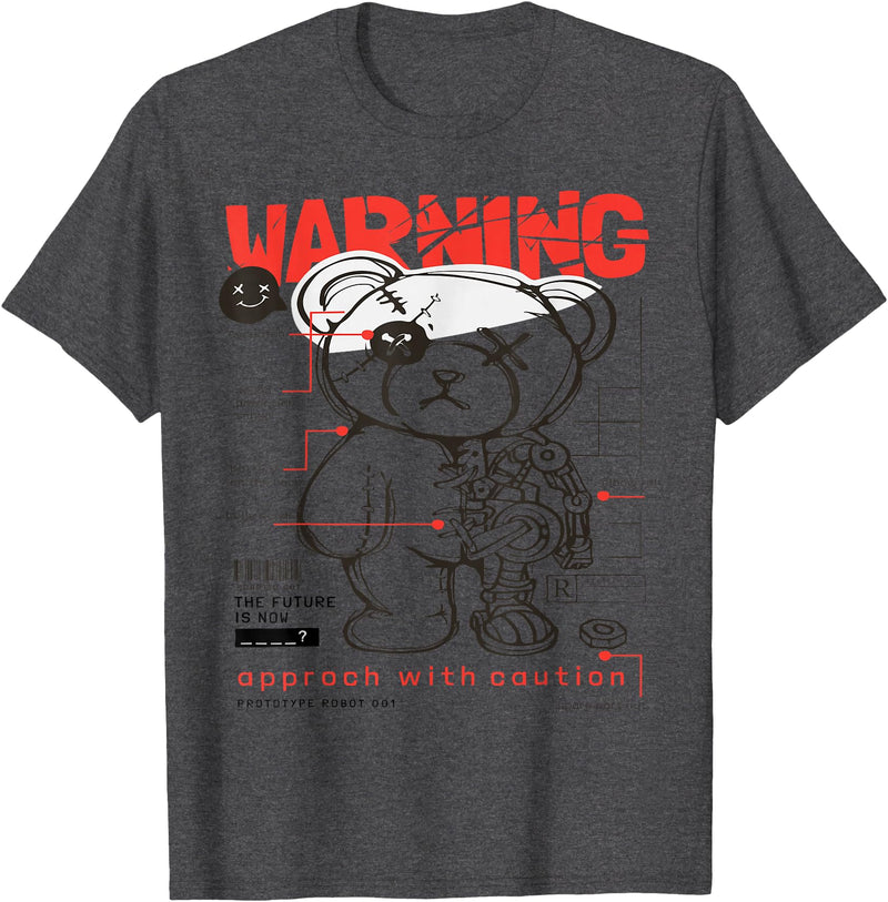 Prototype Robot Teddy Bear Funny T-Shirt - Dark Heather Grey