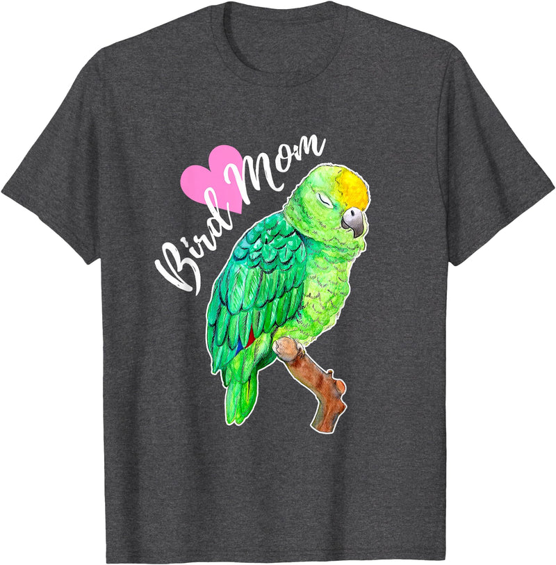 Parrot and Pet Bird Owners Amazon Parrot Lover Bird Mom Watercolor T-Shirt - Dark Heather Grey