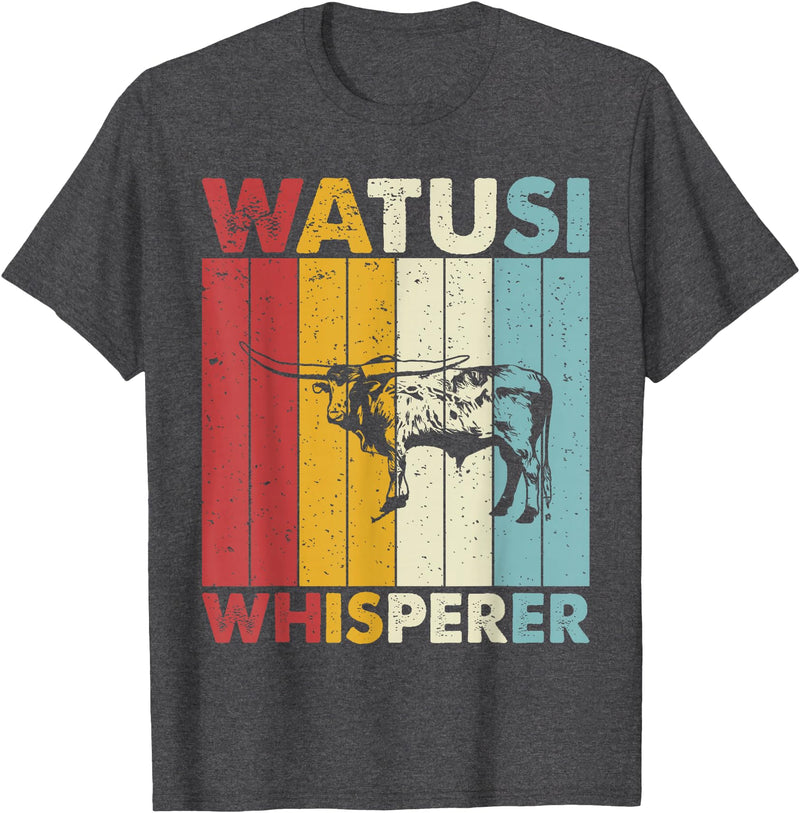 Watusi Gift for Men, Women & Kids Cattle Dad Mom Cow Whisperer - Farmer Breeder Watusi T-Shirt - Dark Heather Grey