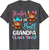 Reveal Party Highland Cow Bull or Heifer Grandpa Loves You Highland Cow Lover T-Shirt - Dark Heather Grey