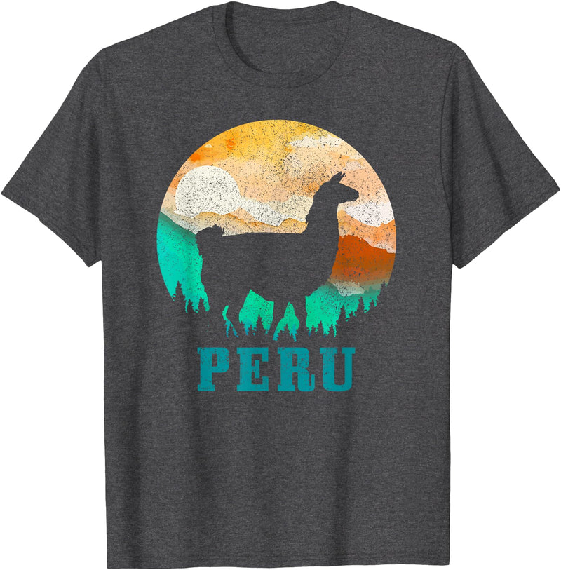 Peru Apparel Co. Peru Llama Alpaca Peruvian Roots Pride Vintage Peru T-Shirt - Dark Heather Grey