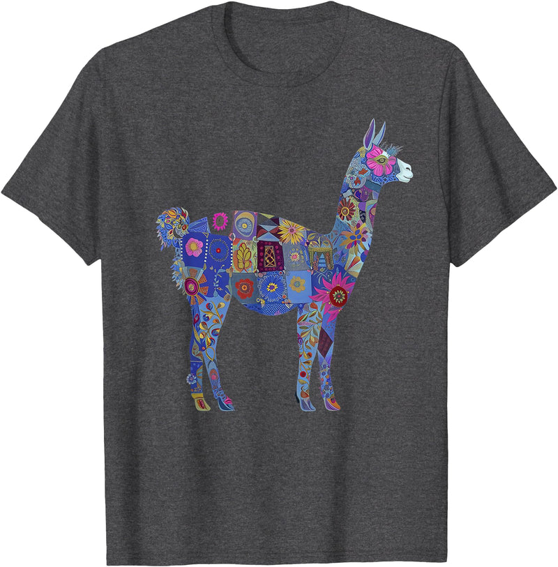 We Love Llamas & Alpacas - Peru Souvenirs Co. Peru Souvenir Llama Alpaca Flowers Peruvian Souvenir T-Shirt - Dark Heather Grey