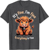 Cow Farming Animals Western Cow Cattle Rancher It's Fine Farm Farmer Scottish Highland Cows T-Shirt - Dark Heather Grey