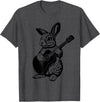 Bunny Playing Acoustic Guitar Easter Rabbit Women, Men, Kids T-Shirt in Dark Heather Grey