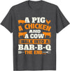 Funny BBQ Shirts A Pig A Chicken And A Cow - Grilling BBQ Lover Barbecue T-Shirt - Dark Heather Grey