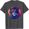 Cool lion gifts Lion gifts for kids Lion gifts men Lion with sunglasses retro sun T-Shirt - Dark Heather Grey