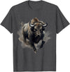 Safari Animal Art Buffalo Animal Print Splash Motif Bison Drawing Wildlife T-Shirt - Dark Heather Grey