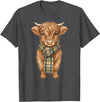 Farmer Cute Women Highland Cow Shirts Cozy Fall Autumn Highland Cow T-Shirt - Dark Heather Grey