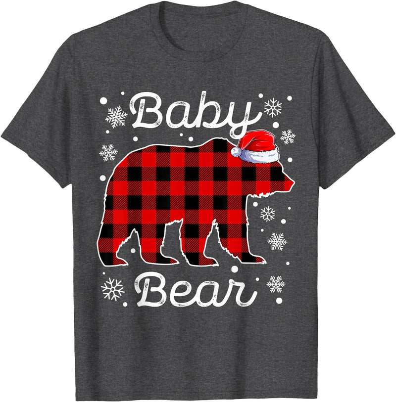 Bear Christmas Pajamas Family Tee Baby Bear Christmas Pajamas Red Plaid Buffalo Family T-Shirt - Dark Heather Grey
