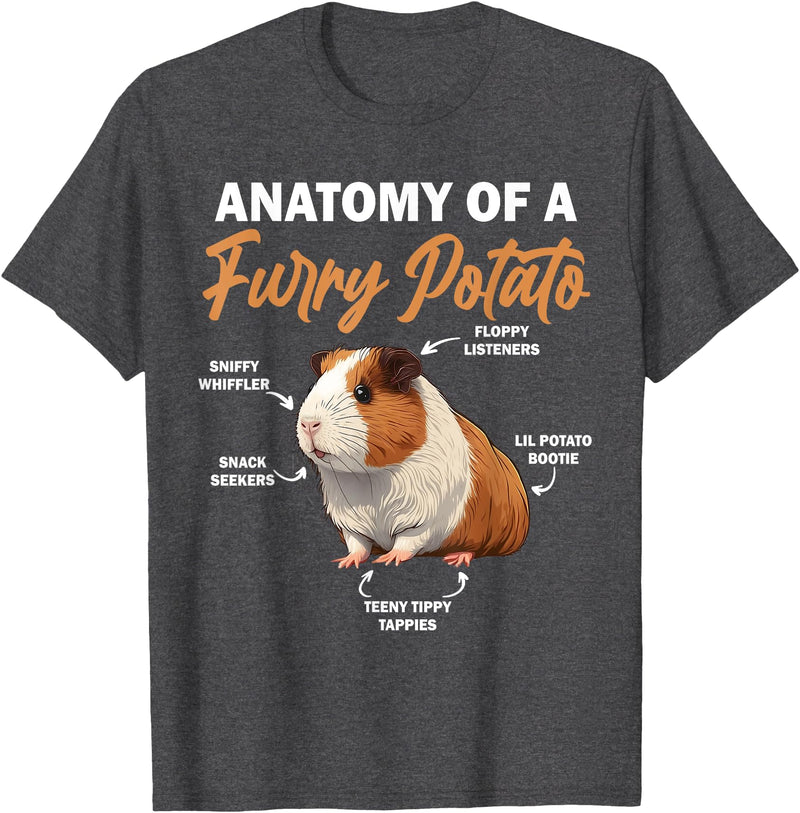 Guinea Pig Lovers Guinea Pig Tees Guinea Pig Shirt Anatomy Of A Furry Potato Guinea Pig Funny T-Shirt - Dark Heather Grey
