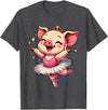 Pig Ballet Dancer Ballerina Pig Dancing T-Shirt - Dark Heather Grey