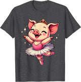 Pig Ballet Dancer Ballerina Pig Dancing T-Shirt - Dark Heather Grey