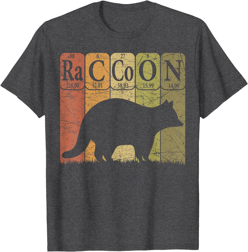 Raccoon Periodic Chemistry Elements Retro Racoon Raccoon Periodic Table Elements Racoon Nerd Vintage T-Shirt - Dark Heather Grey