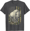 Usa Patriot American Bison Western Bufallo Bison USA Flag American Buffalo 4th of July T-Shirt - Dark Heather Grey