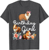 Cute Guinea Pig Lover HS0 Guinea Pig Birthday Girl T-Shirt - Dark Heather Grey