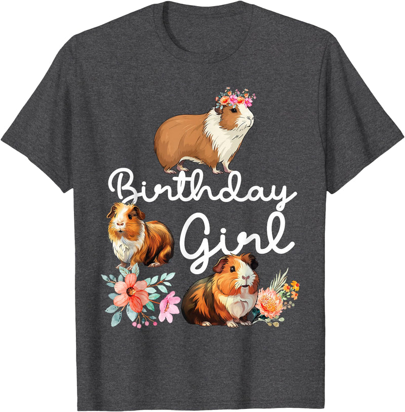 Cute Guinea Pig Lover HS0 Guinea Pig Birthday Girl T-Shirt - Dark Heather Grey