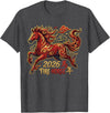 chinese new year outfits firehorse 2026 Chinese New Year of The Horse 2026 Fire Horse China Lunar T-Shirt - Dark Heather Grey
