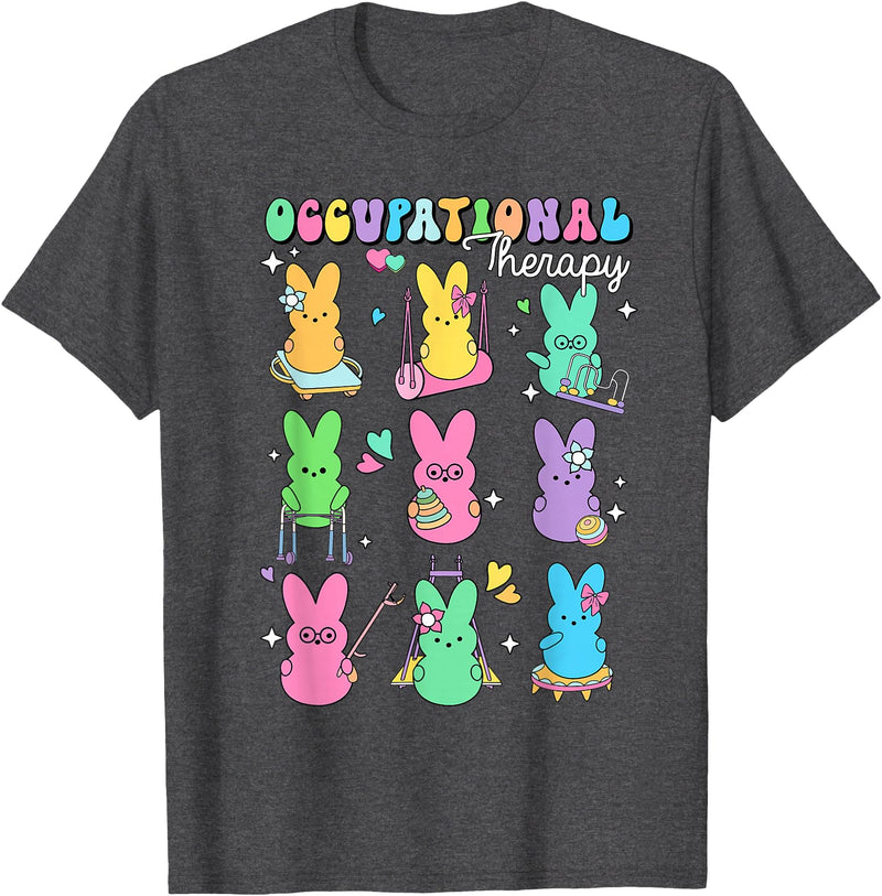 Men Women Rabbit T-Shirt (Black) in Dark Heather Grey