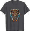 Native American Day American Indian Pride Bear Native American Indian Headdress Feather Tribal Bears T-Shirt - Dark Heather Grey