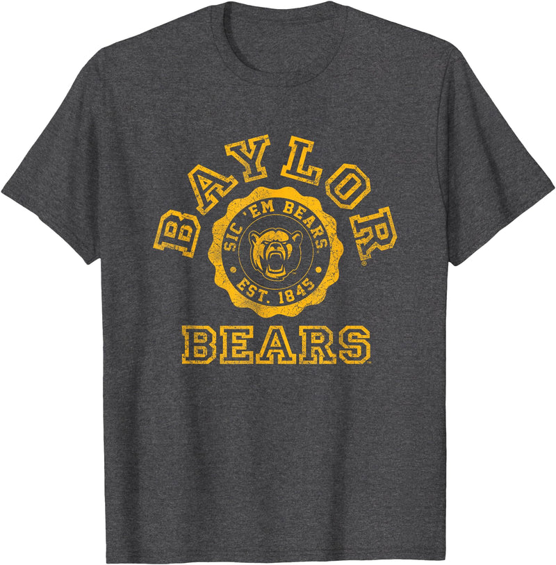 Elite Authentics Baylor Bears Vintage Memories Officially Licensed T-Shirt - Dark Heather Grey