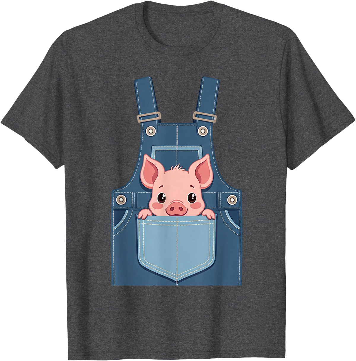 Pig Farm Animal Costumes Pig Costume - Funny Farmer, Pocket, Farm, Women, Men, Kids T-Shirt - Dark Heather Grey