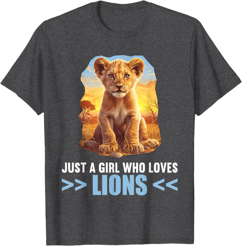 Lions Lion Lovers Shop Just a Girl who loves Lions Lion T-Shirt - Dark Heather Grey