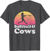 Softball and Cows Apparel Co Softball and Cows Women or Girls Cow T-Shirt - Dark Heather Grey