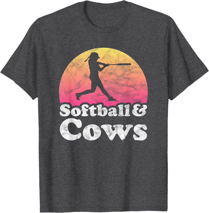 Softball and Cows Apparel Co Softball and Cows Women or Girls Cow T-Shirt - Dark Heather Grey