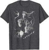 Retro Funny 90s Rabbit Bunny Howling to the Moon Graphic T-Shirt in Dark Heather Grey