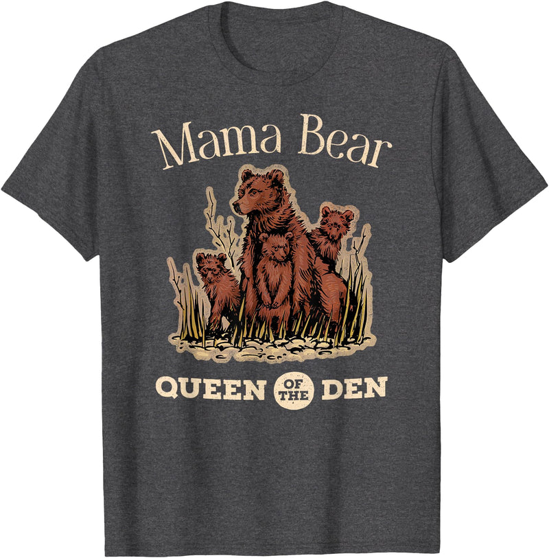 Mama Bear Queen of the Den Products Mama Bear Queen of the Den – Mother with Cubs and Family T-Shirt - Dark Heather Grey