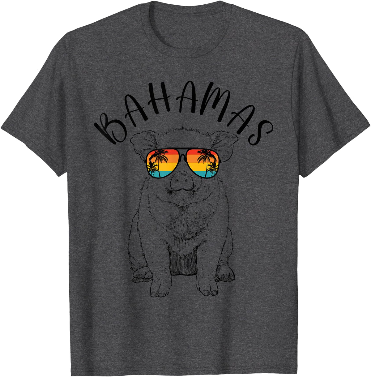 Funny Swimming Pigs It's Better in the Bahamas Bahamas Pig Bahamas Souvenir Family Vacation Trip T-Shirt - Dark Heather Grey