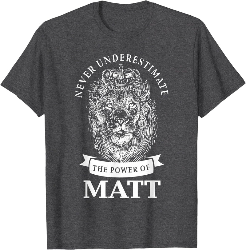 Gifts for Matt Matt Gift Name Lion T-Shirt - Dark Heather Grey