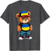 Ukrainian Teddy Bear Breakdance Rapper Ukrainian Flag Teddy Bear Ukraine Hip Hop T-Shirt - Dark Heather Grey