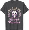 Cute Teacher Panda Bear Animal Lover Gifts Just a Teacher Who Loves Pandas Panda Lover Back to School T-Shirt - Dark Heather Grey