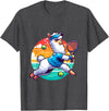 Funny Cute Animals Playing Tennis Apparel Llama Playing Tennis in Front of a Sunset T-Shirt - Dark Heather Grey