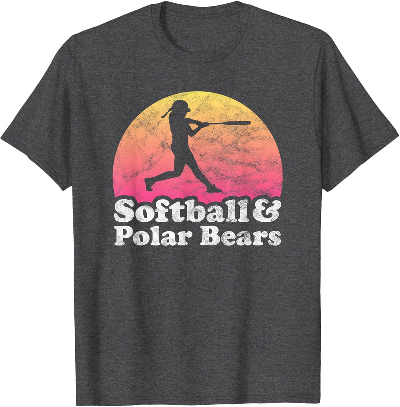 Softball and Polar Bears Apparel Co Softball and Polar Bears Women or Girls Polar Bear T-Shirt - Dark Heather Grey