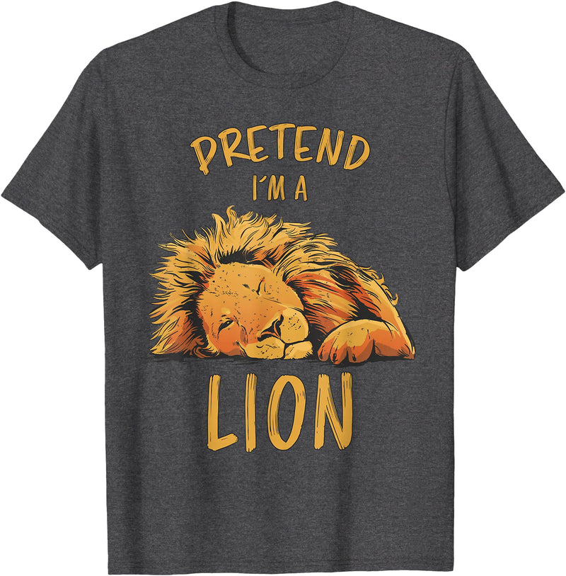 Funny Lions Zoo Safari Sleeping Lion Design Pretend Im A Lion Design Lion Sleeping Zoo Safari Lions T-Shirt - Dark Heather Grey