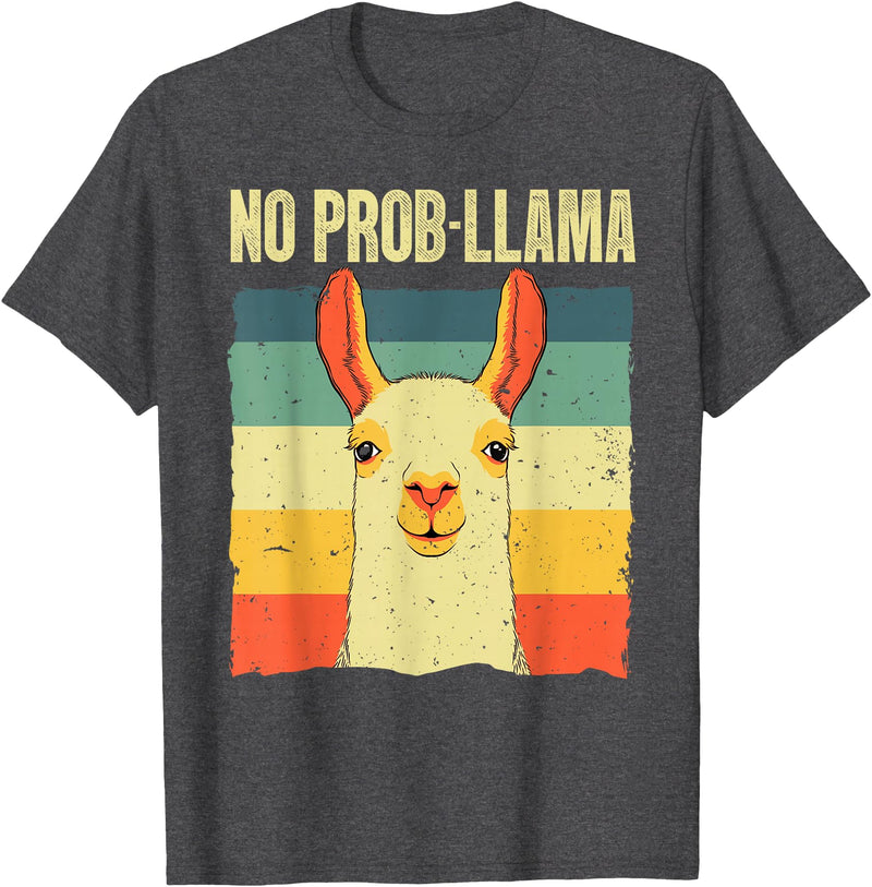 Funny Llama Gift Llama Lover Accessories & Stuff Cool Llama for Men Women No Prob Llama Alpaca Farming Animal T-Shirt - Dark Heather Grey