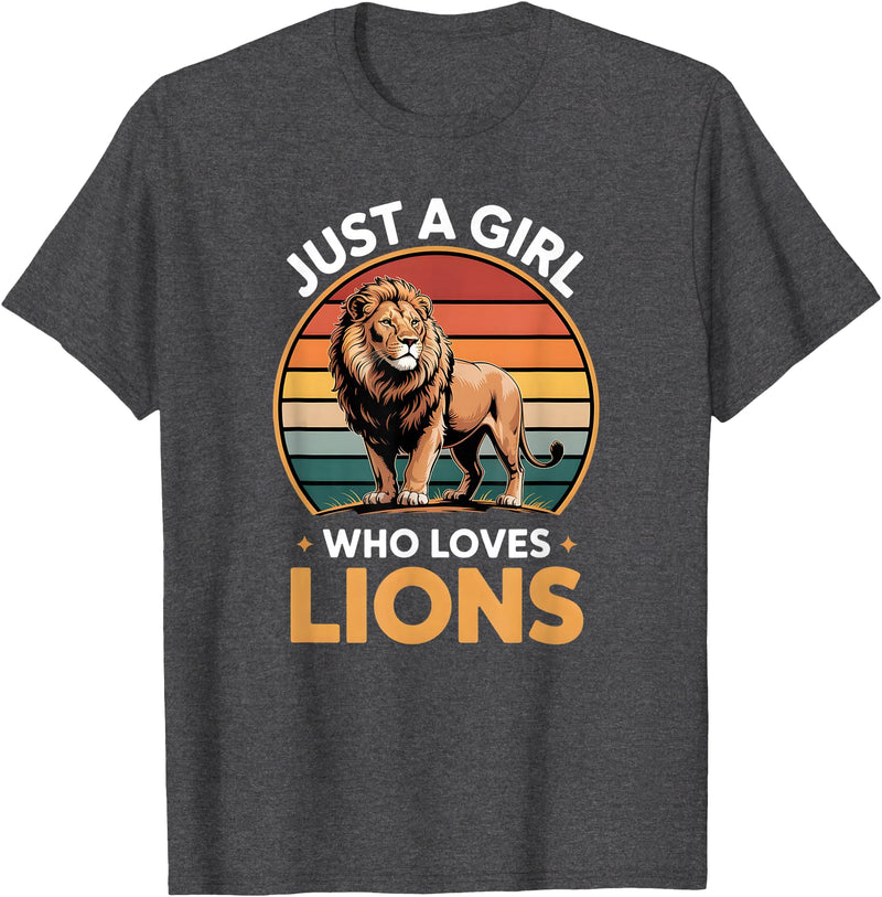 Lion Shirts & Gifts for Girls Girls Lion T-Shirt - Dark Heather Grey